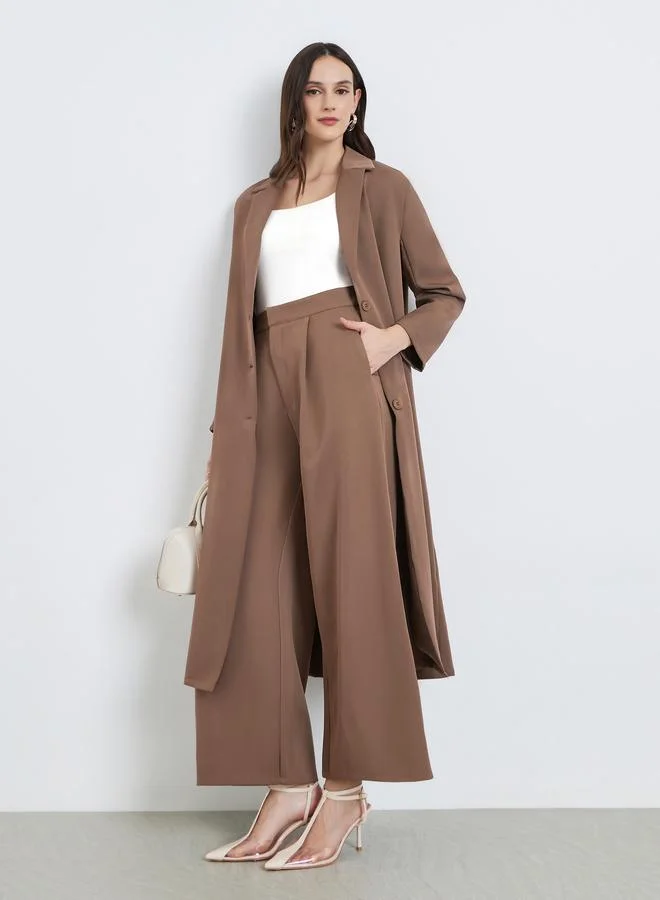 Styli Women Brown Wide Leg Trousers
